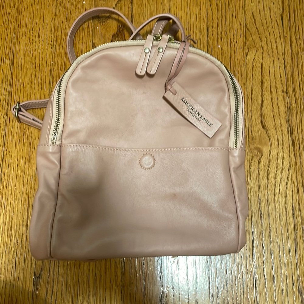 American Eagle AEO | Blush Pink Genuine Leather Backpack | Made in Italy